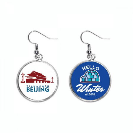 tiananmen gate beijing china dangle drop winter ice earring jewelry