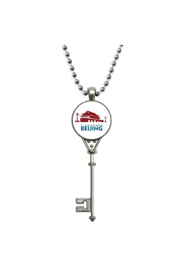 tiananmen gate beijing china pendant vintage necklsilver key jewelry