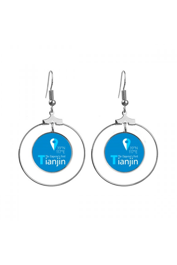 tianjing geography coordinates trave earrings dangle hoop jewelry drop circle