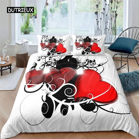 tic Love Heart Duvet Cover Valentines Day Bedding Set Microfiber 3D Print Quilt Cover King For Boys