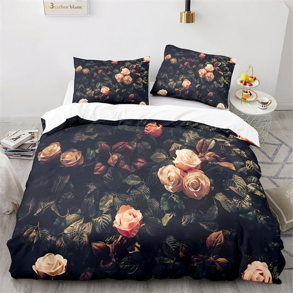tic Rose Floral Duvet Cover Microfiber Quilt Cover for Adults Teens Wedding Valentine's Day Bedroom