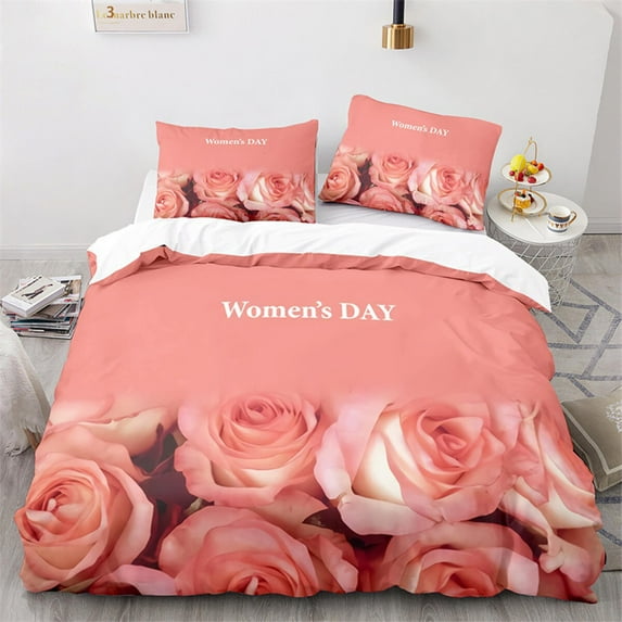 tic Rose Floral Duvet Cover Microfiber Quilt Cover for Adults Teens Wedding Valentine's Day Bedroom