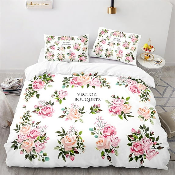 tic Rose Floral Duvet Cover Microfiber Quilt Cover for Adults Teens Wedding Valentine's Day Bedroom
