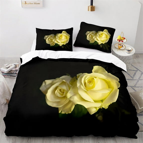 tic Rose Floral Duvet Cover Microfiber Quilt Cover for Adults Teens Wedding Valentine's Day Bedroom