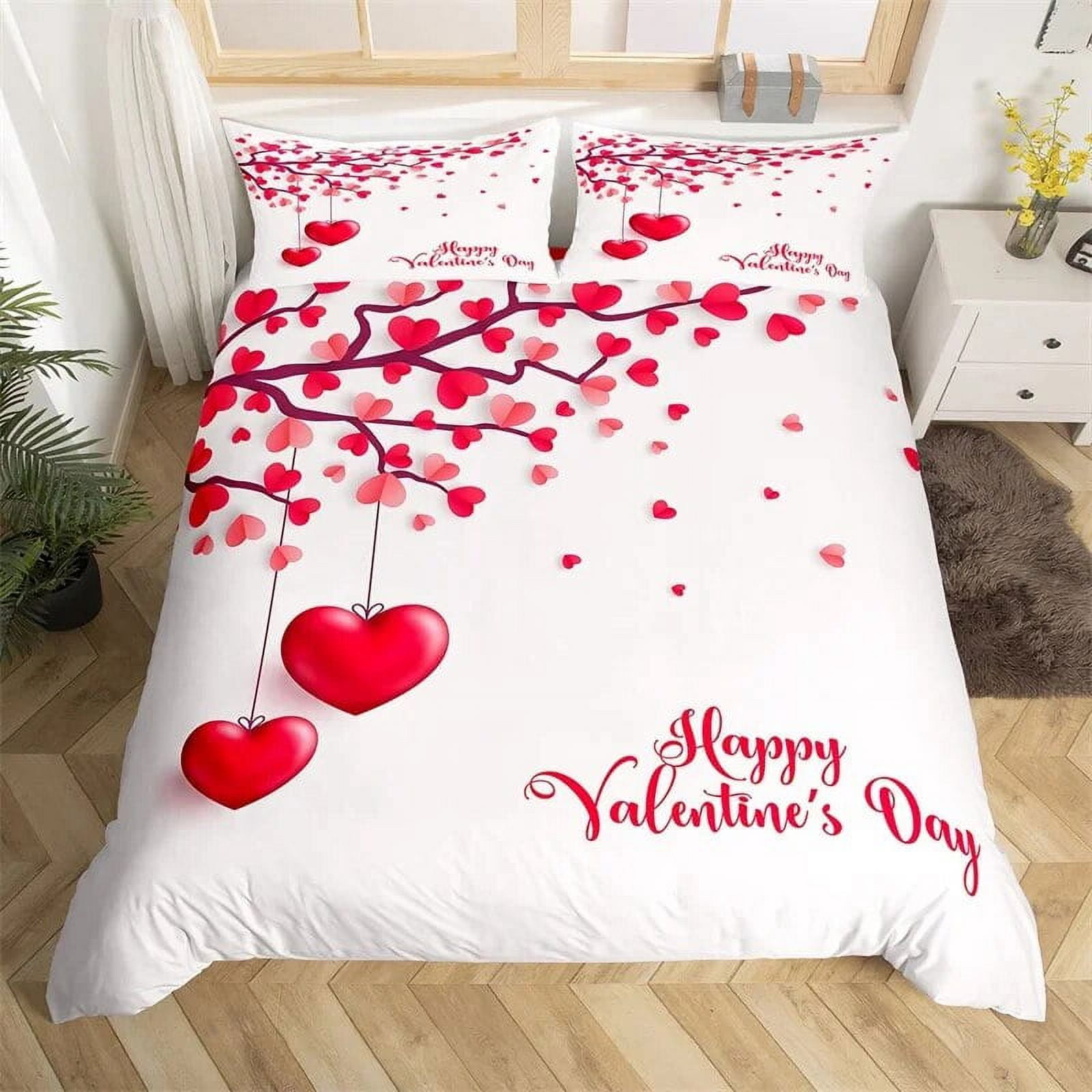 tic Rose Flowers Duvet Cover Set Twin Valentine's Day Bedding Set For