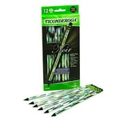 ticonderoga noir black wood-cased #2 pencils, holographic design, 12-count hang tab box 13970