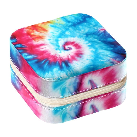 tie dye Travel Portable Square Jewelry Box for Rings Earrings Necklaces Bracelets Girls Women Display Case Holder Organizer Stand Storage Box