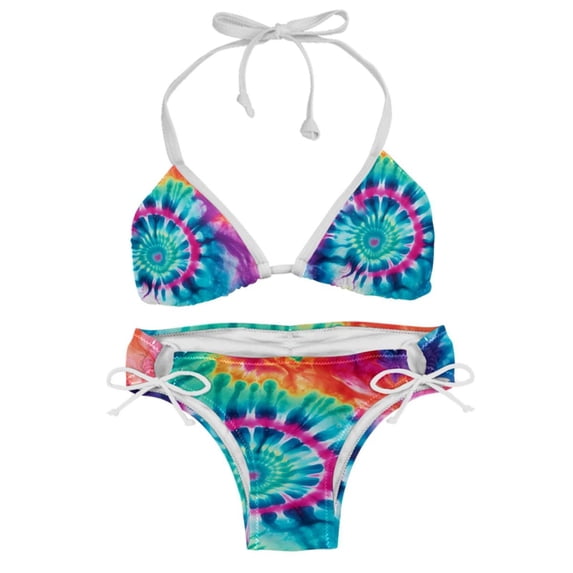 tie dye111 Detachable Sponge Bikini Set with Adjustable Strap, Two-Pack - Ideal for Beach and Pool Parties!