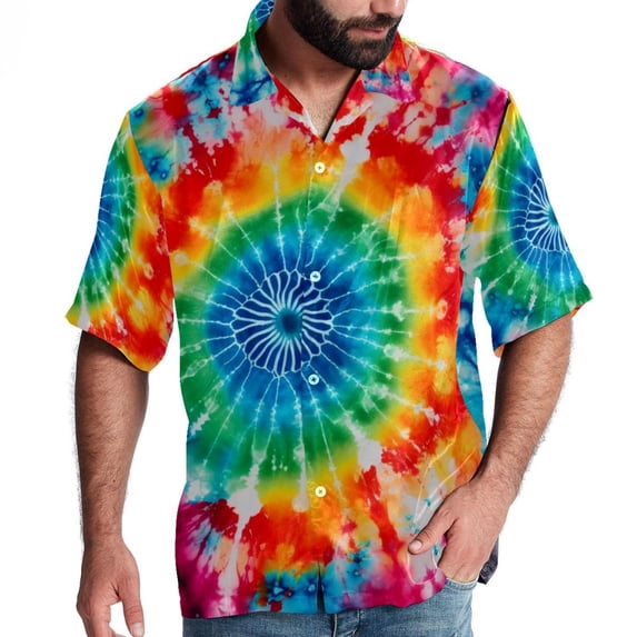 tie dye138 Men's Casual Poplin Button Down Short Sleeve Shirts for Summer Beach - Unisex