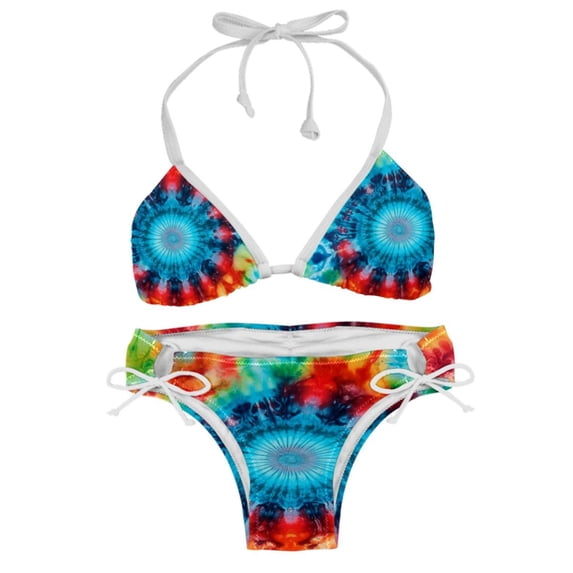 tie dye17 Two-Pack Bikini Set with Detachable Sponge and Adjustable Strap, for Beach and Swimming Suit Scenes