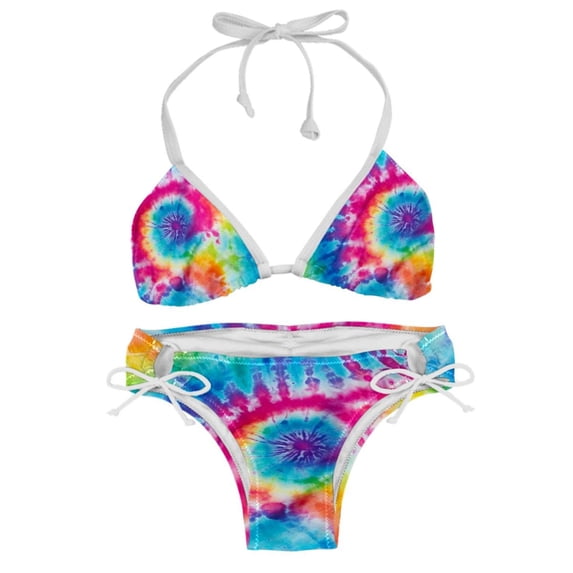 tie dye21 Detachable Sponge Adjustable Strap Bikini Set Swimsuit 2-Pack - Beach Pool Swimwear