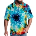 thumbnail image 1 of tie dye26 Men's Casual Spread Collar Hawaiian Short Sleeve Button Down Summer Beach Tops, 1 of 6
