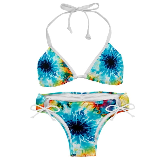 tie dye26 Women's Detachable Sponge Adjustable Strap Bikini Set 2-Pack for Beach and Pool Parties