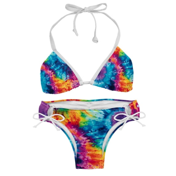 tie dye64 Detachable Sponge Bikini Set with Adjustable Strap, Two-Pack - Ideal for Beach and Pool Parties!