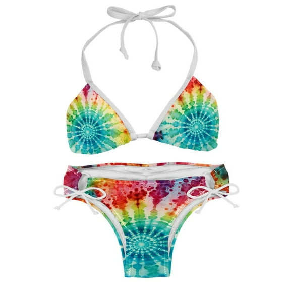 tie dye7 Swim Wear Detachable Sponge Adjustable Strap Bikini Set Two-Pack for Multiple Scenes
