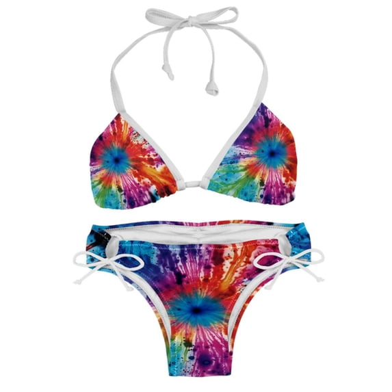 tie dye72 Women's Bikini Set with Detachable Sponge and Adjustable Strap, Two-Pack, Ideal for Beach and Pool, One-Piece Swimsuits Swimwear Swimsuits