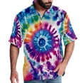 thumbnail image 1 of tie dye73 Men's Short Sleeve Spread Collar Beach Shirts Casual Printed Button Down Unisex Summer Tops, 1 of 6
