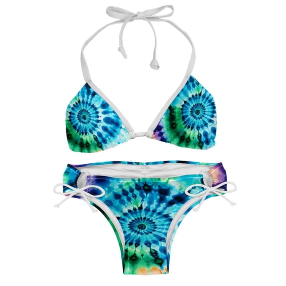 tie dye77 Detachable Sponge Adjustable Strap Bikini Set Two-Pack, Ideal for Beach and Pool Parties