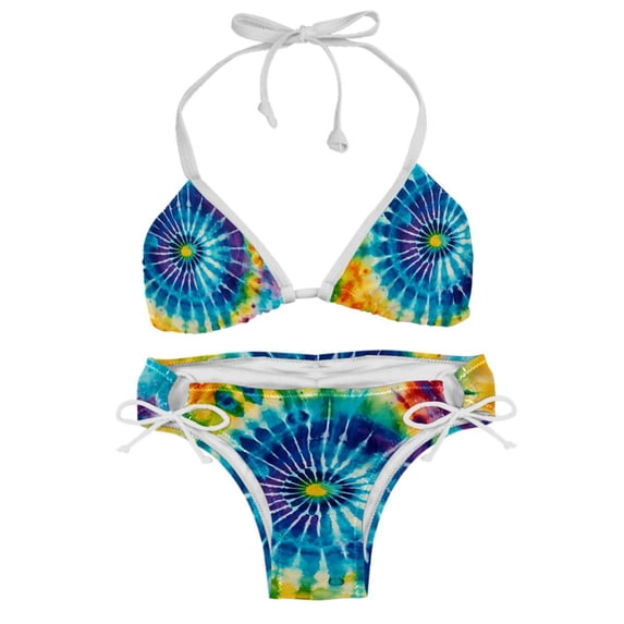 tie dye92 Detachable Sponge Adjustable Strap Bikini Set Two-Pack, Ideal for Beach and Pool Parties
