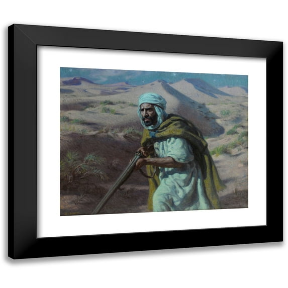 Étienne Dinet 24x20 Black Modern Framed Museum Art Print Titled - The Night Hunter
