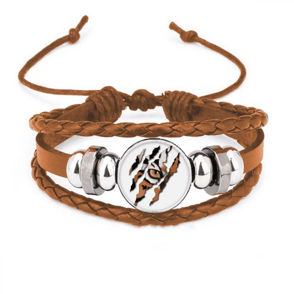Streetsoul Men's Leather Bracelet - Tribal Metal Design, Adjustable Wrist Band, Gift For Him