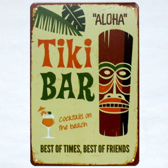 tiki bar aloha metal tin sign Bar Cafe Garage Wall Decor Retro vintage 7.87 X 11.8 inch