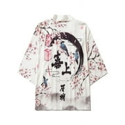 tiktok The same kind Kimono Obi Yukata Haori Floral And Birds Print Cardigan Women Men Japanese Coat Traditional Clothing