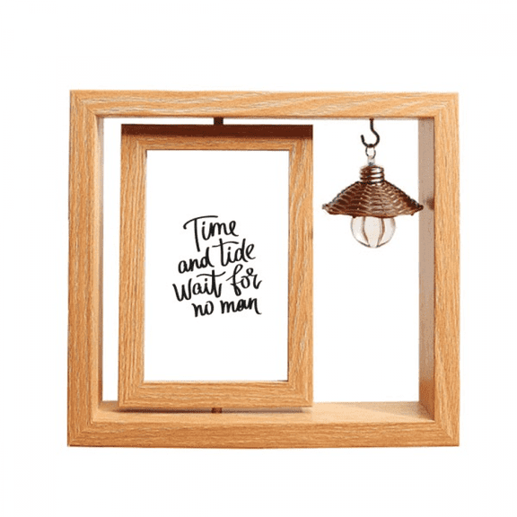 time and wait for no man quote Wooden Rotating Picture Photo Frame 4x6