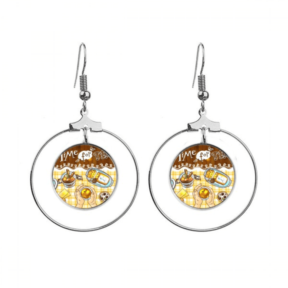 time for tea biscuits chote earrings dangle hoop jewelry drop circle