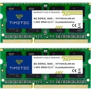 Timetec 16GB KIT2x8GB DDR3L/DDR3 1600MHzDDR3L-1600 PC3L-12800 Non-ECC Unbuffered 1.35V/1.5V CL11 2Rx8 Dual Rank 204 Pin SODIMM Laptop Notebook RAM