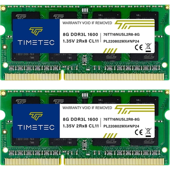 Timetec 16GB KIT(2x8GB) DDR3L/DDR3 1600MHz(DDR3L-1600) PC3L-12800 Non-ECC Unbuffered 1.35V/1.5V CL11 2Rx8 Dual Rank 204 Pin SODIMM Laptop Notebook RAM