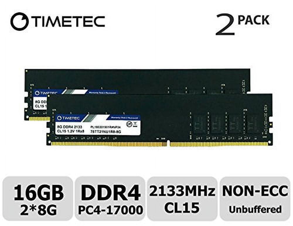 Timetec 16GB KIT (2x8GB) DDR4 2133MHz (PC4-2133P) PC4-17000 UDIMM Desktop RAM – 288-Pin 1.2V CL15 Non-ECC Unbuffered DIMM Memory Module Upgrade