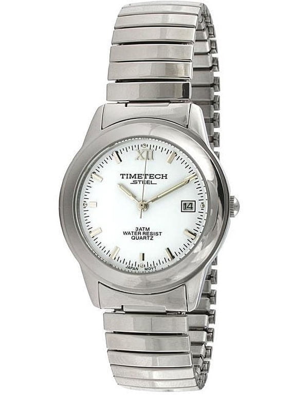 men's white dial stainless steel expansion watch