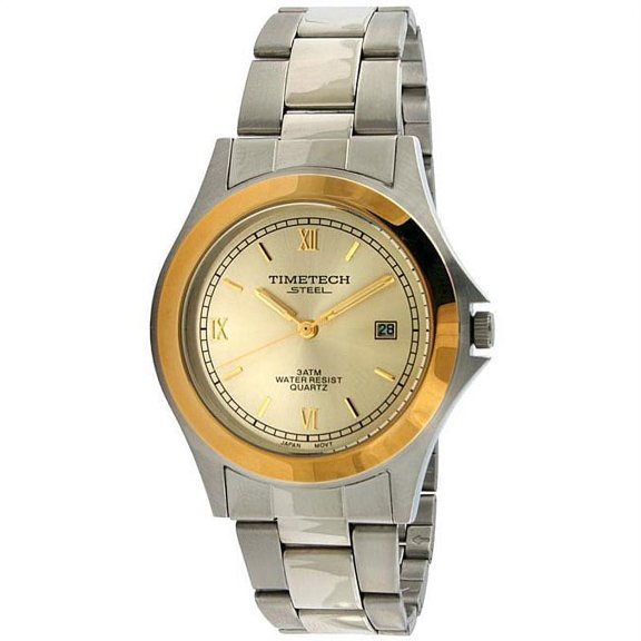 timetech steel 3601m men's two-tone bracelet watch