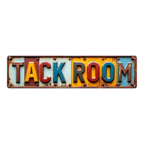 tin signs 16*4 inches "TACK ROOM" Rustic Equestrian Theme Weathered Finish