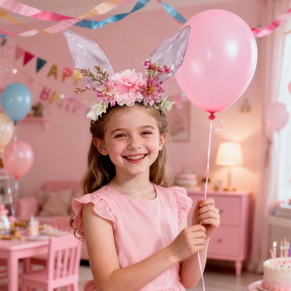 tinsel garland Headband 4 Pack Easter Ear Hoop With Artificial Flowers And Ears For Easter Cosplay Wedding