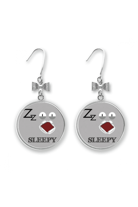 tired gray emotion snore sleepy bow earrings drop stud pierced hook