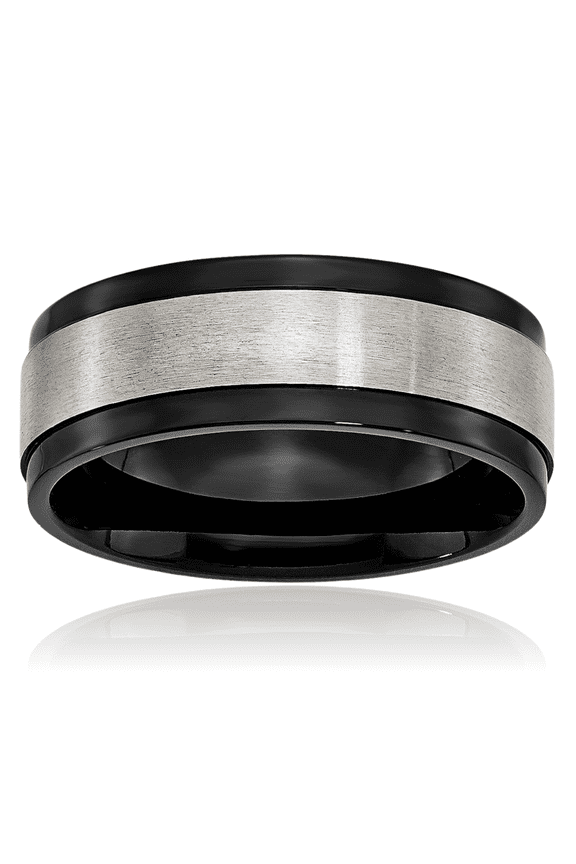 titanium black 8mm edge wedding band ring