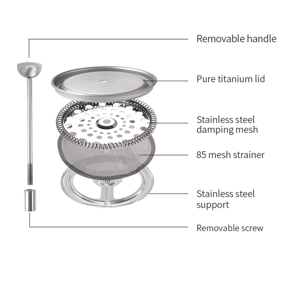 titanium pot 750ml French Press Pot Camping Coffee Pot for Outdoor Activities