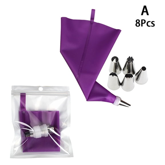 @#titlePre001 8/14/26/50pcs Purple Silicone Pastry Bags Tips Kitchen Cake Icing Piping Cream Cake Decorating Tools Reusable Cream Decorating @#titleSuf
