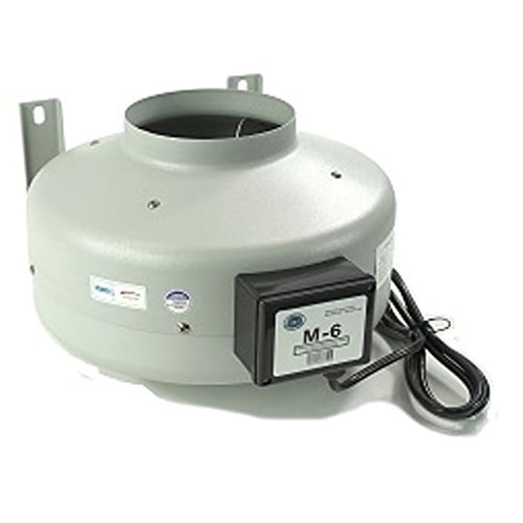 tjernlund m-6 inline duct booster fan, hydroponic blower heat air conditioning vent exhaust, 460 cfm, 6"