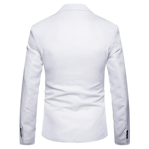 tklpehg Blazer Jacket for Men Long Sleeve Coat Fashion Casual Solid Color Blazer Suit Youth Slim Jacket Coat Tops White XL