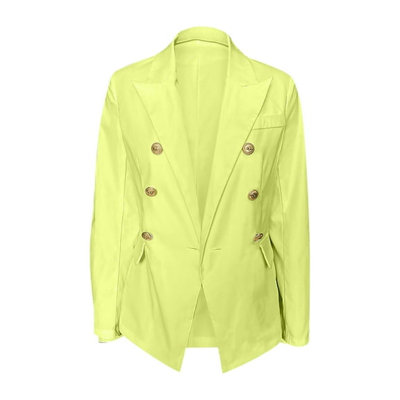 tklpehg Blazer Jackets for Women Business Long Sleeve Lapel Buttons Long Sleeve Solid Office Coat Cardigans Suit Jacket Long Outwear Green XL
