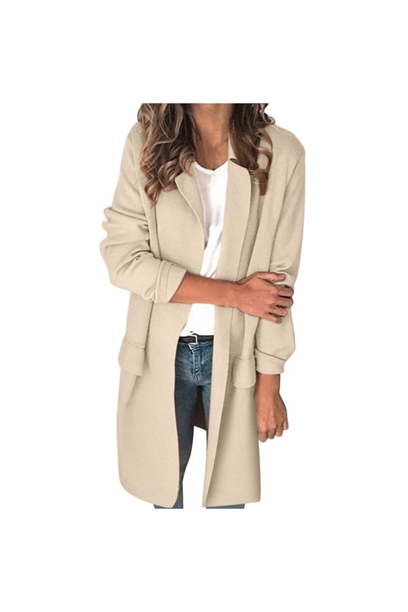 Blazer Jackets for Women Long Sleeve Lapel Fashion Autumn Winter Long Sleeve Solid Blouse Bow-Knot Sweater Tops Beige M