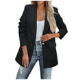 thumbnail image 1 of tklpehg Blazer Jackets for Women Long Sleeve Lapel Fashion Casual Pockets Long Sleeve Casual Solid Coat Cardigan Blouse Black L, 1 of 9