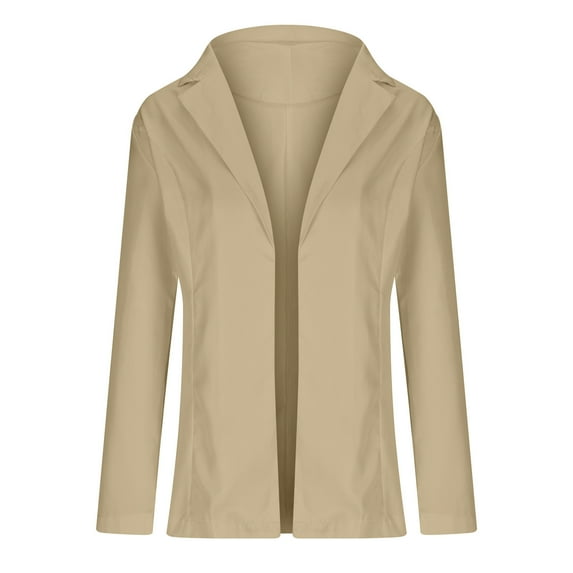 tklpehg Blazers Ffor Women Coats Open Front Bussiness Casual Blazers Work Office Suits Jacket Long Sleeve Fall Coat Solid Color Leisure Overcoat Loose Outwear Beige M