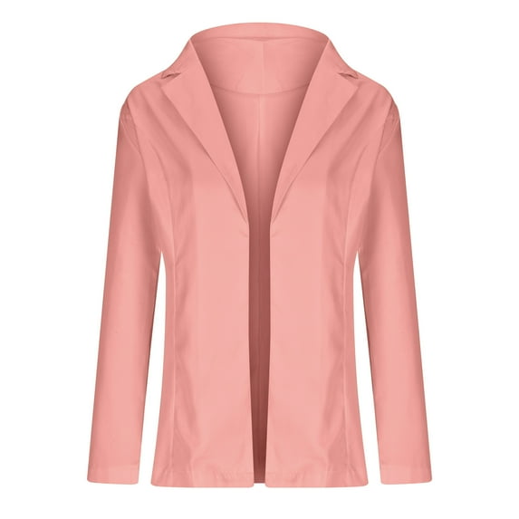 tklpehg Blazers Ffor Women Coats Open Front Bussiness Casual Blazers Work Office Suits Jacket Long Sleeve Fall Coat Solid Color Leisure Overcoat Loose Outwear Pink M