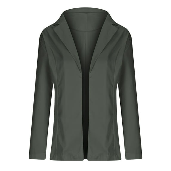 tklpehg Blazers Ffor Women Coats Open Front Bussiness Casual Blazers Work Office Suits Jacket Long Sleeve Fall Coat Solid Color Leisure Overcoat Loose Outwear Dark Gray XL