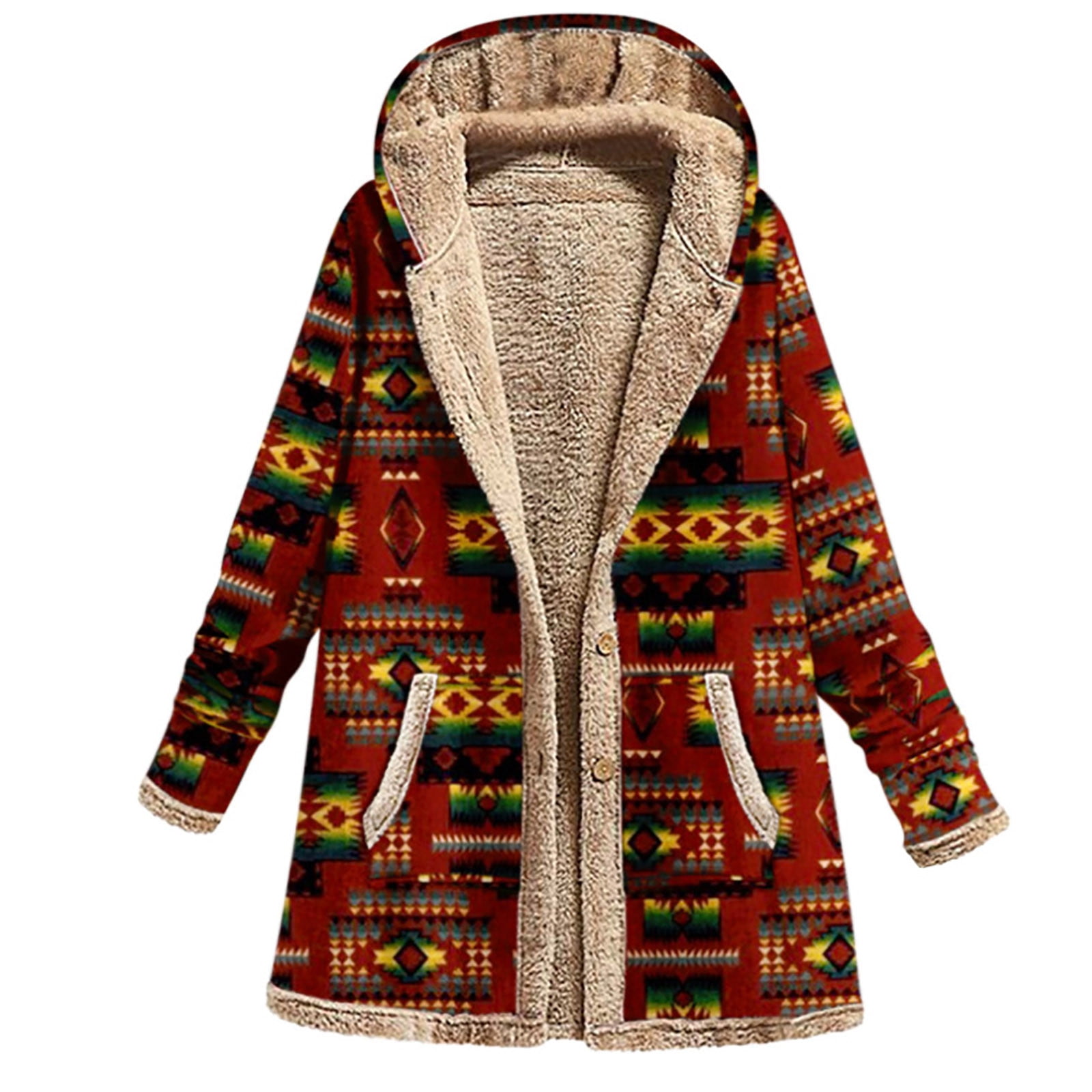 tklpehg Coats for Women Long Sleeve Tops Coats Ethnic Print Fashion