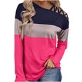 thumbnail image 1 of tklpehg Fall Clothes for Women 2022 Long Sleeve Tops Graphic Tee Long Sleeve Tops Autumn Winter Casual Off Shoulder Cross Strap Color Block Tops Loose Pullover Shirts Crewneck Hot Pink L, 1 of 5